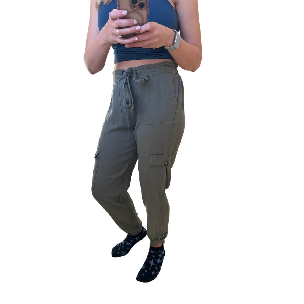 Cali 1850 Linen-Blend Cargo Joggers - Olive Green